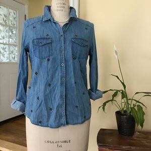 Garnet Hill embellished chambray shirt